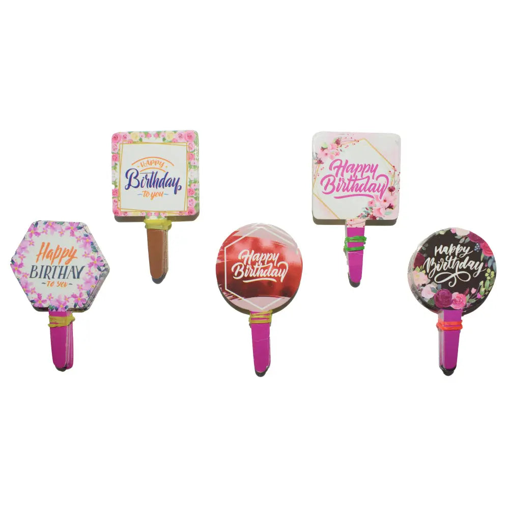 Happy Birthday Paper Cake Tags displayed individually against a clean white background.