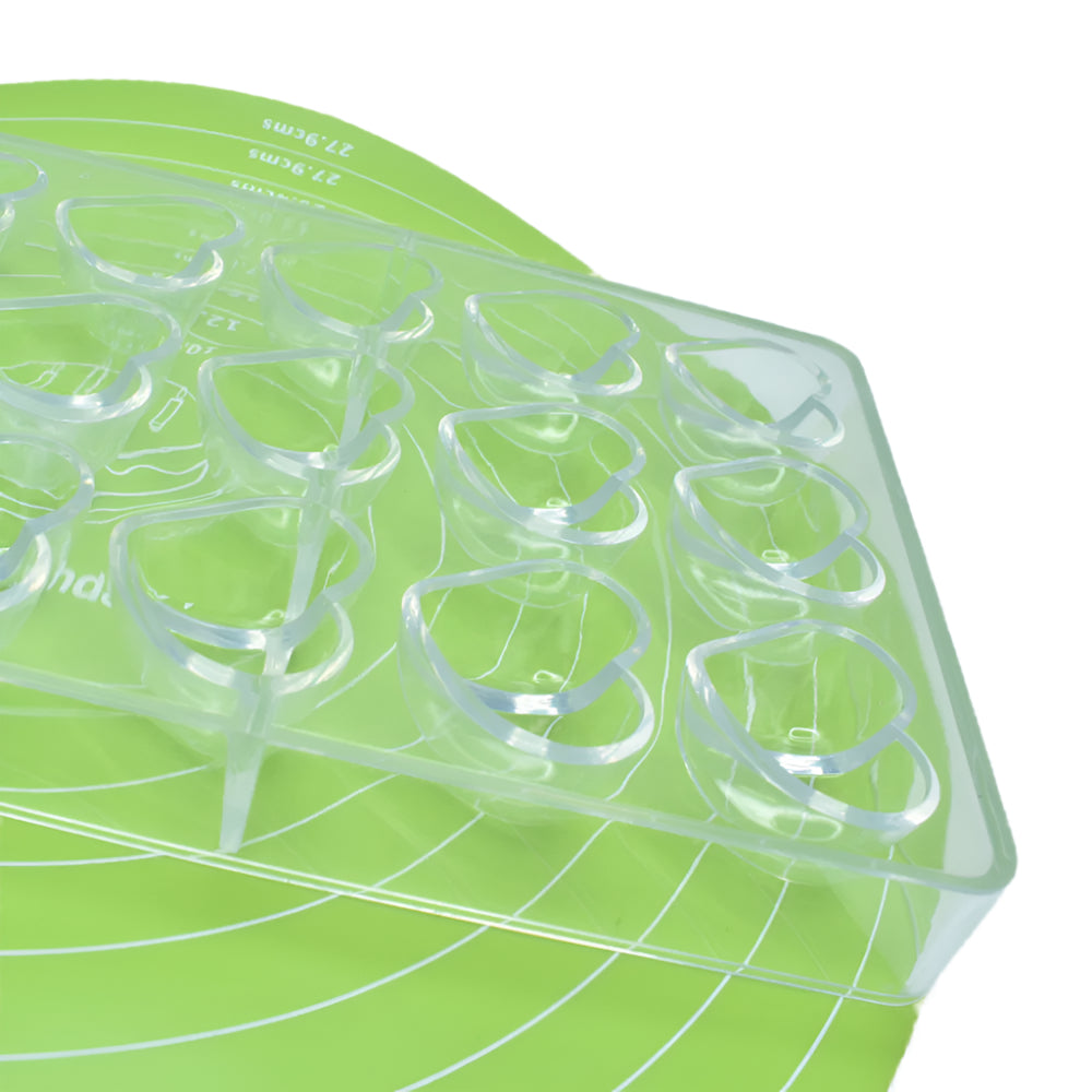 Close-up view of the Heart Shaped Polycarbonate Chocolate Mold highlighting its intricate design and detailing.