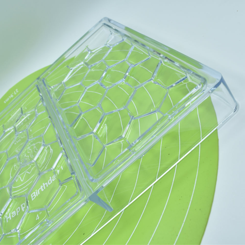 Close-up view of the Hexagon Shape Polycarbonate Chocolate Bar Mold highlighting its intricate design and detailing.