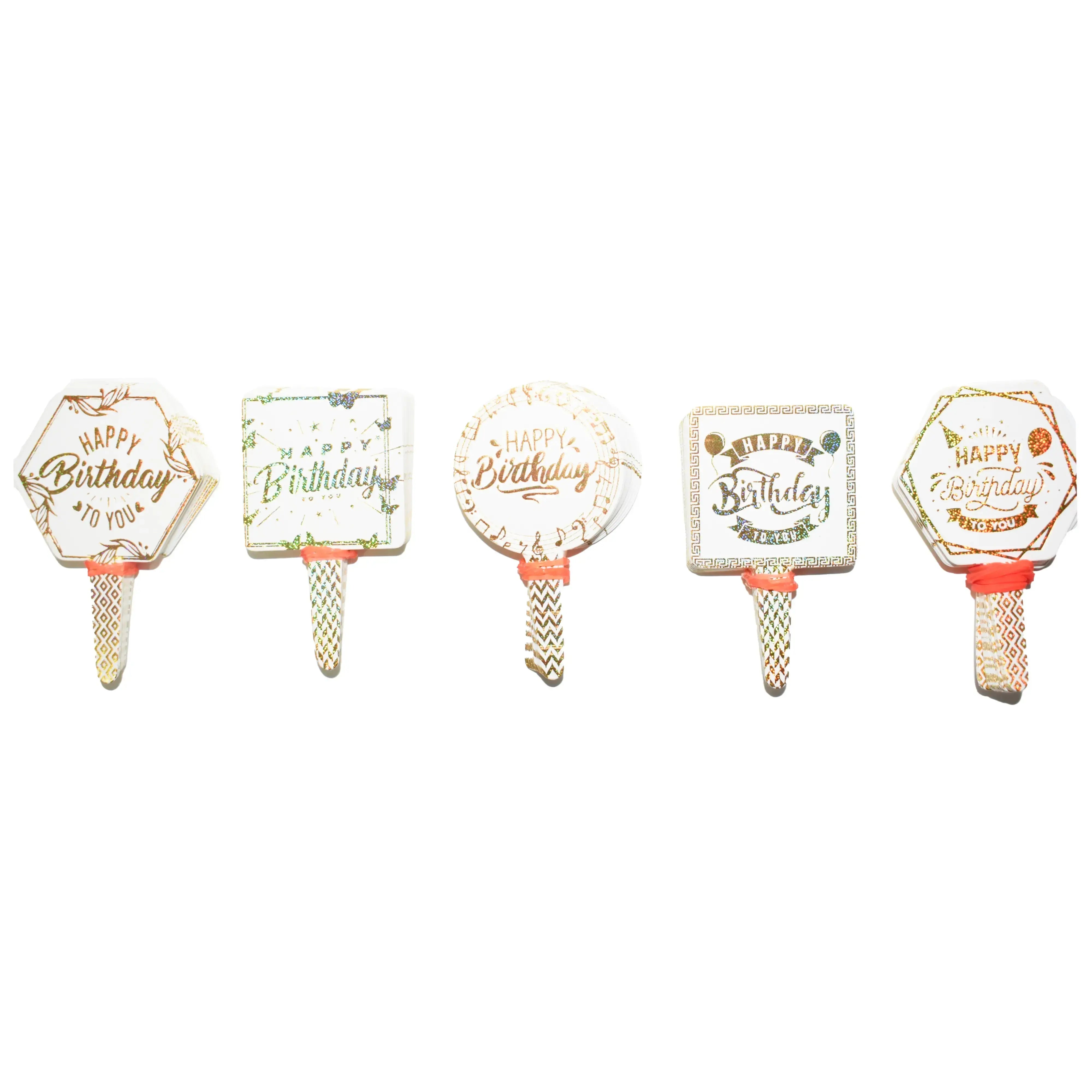 Happy Birthday Paper Foil Cake Tags Design 1  TPR142a