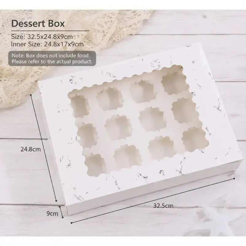 CB048 Dessert Packaging Box with Window & Separate Cavity Insert | 6 Cavity / 12 Cavity Pack of 1