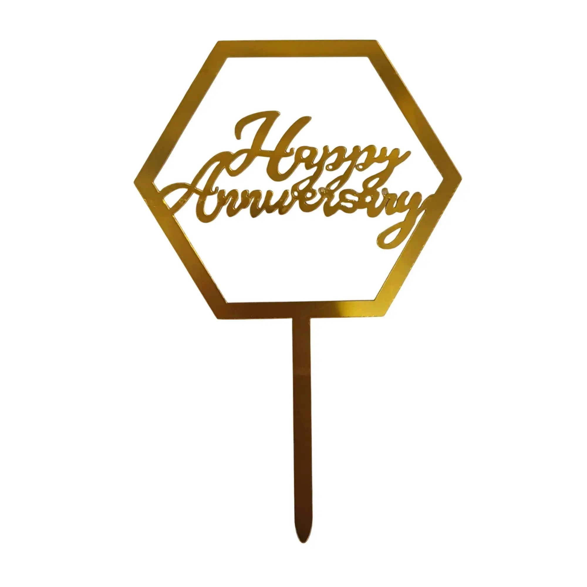 Golden Acrylic Happy Birthday Cake Topper (Design 17) TPR118