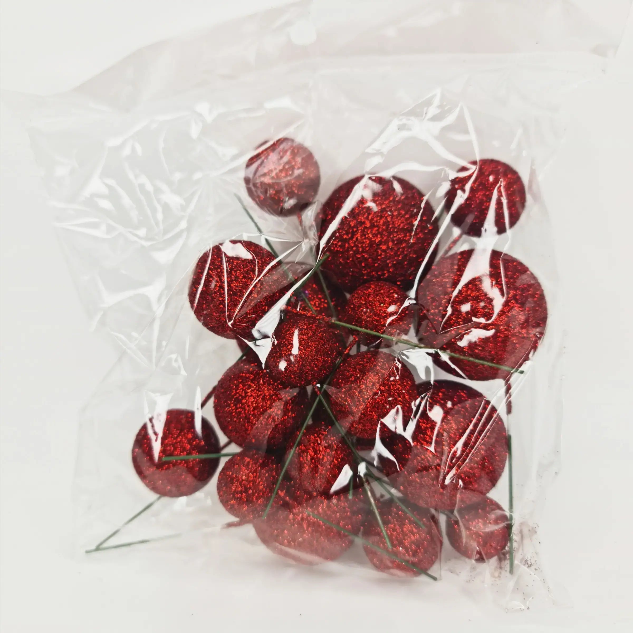 Red Glitter Faux Ball Toppers for Cake Decoration TPR070