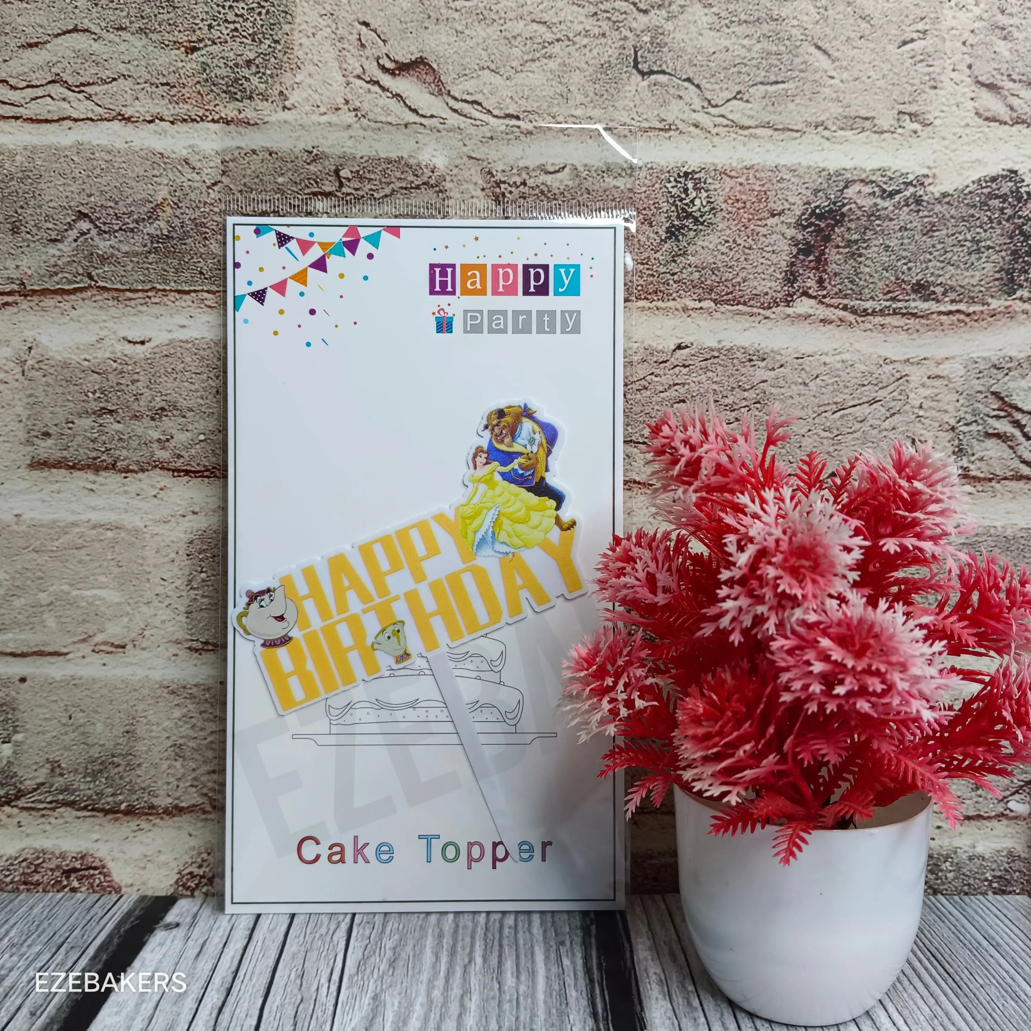 Beauty And The Beast Acrylic Happy Birthday Cake Topper TPR224