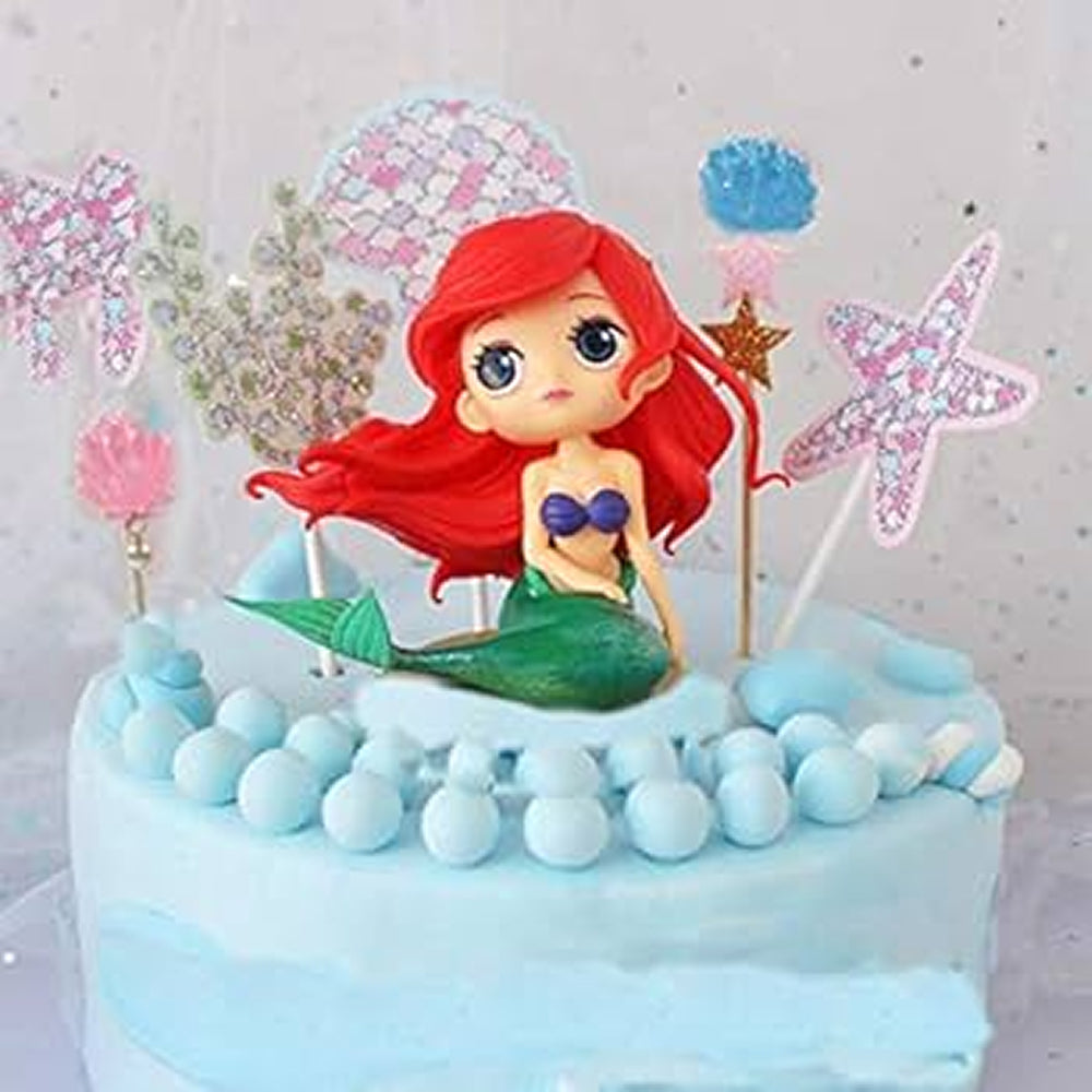 Mermaid Cake Topper placed on real cake for decoration display