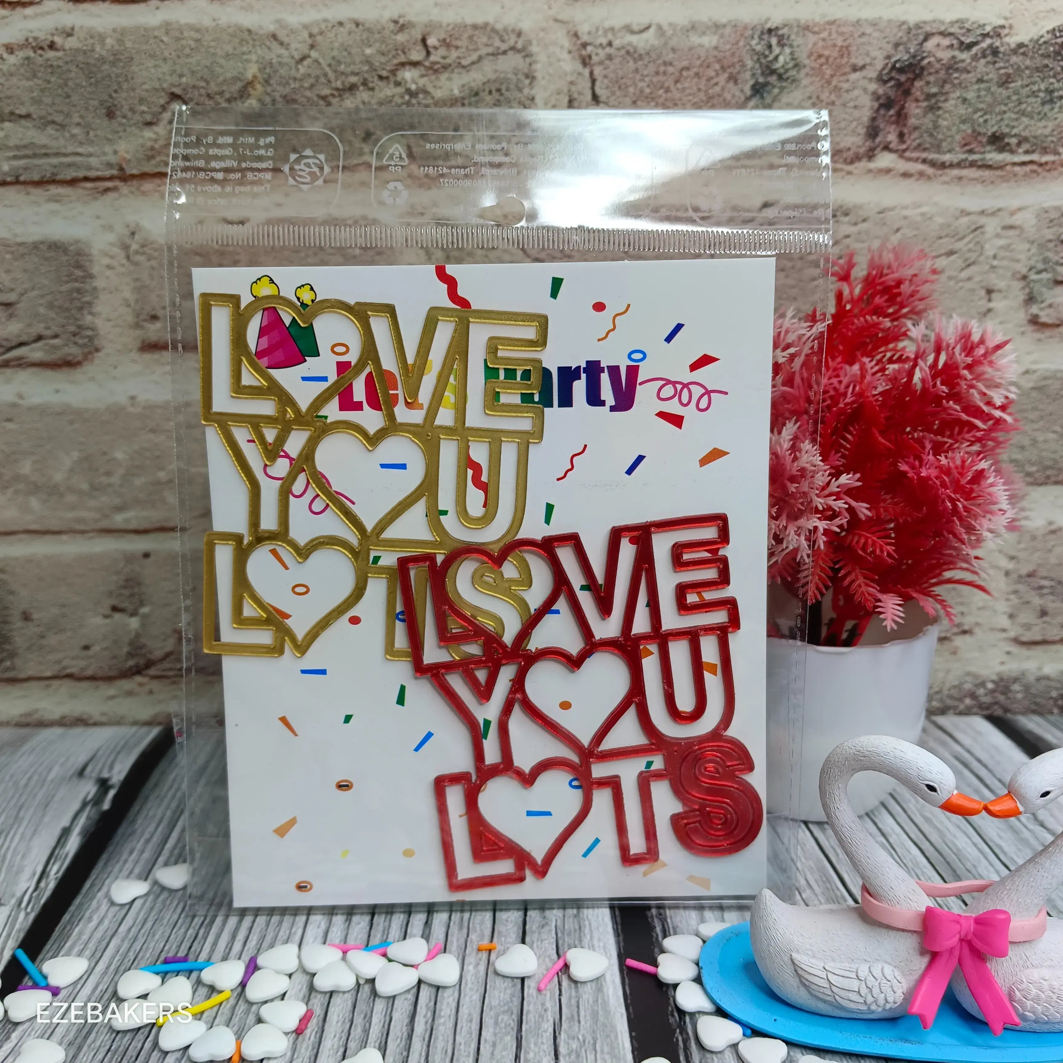 Acrylic Love You Lots Cake Topper 2 Piece Set TPR227
