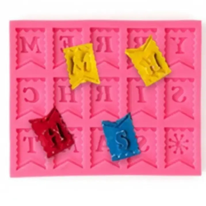 MERRY CHRISTMAS" Letter Banner Flag Silicone Mold – Cake Toppers | FM167