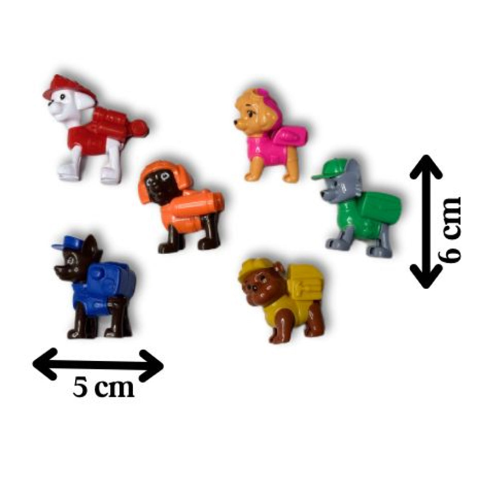 Paw Patrol Cake Toy Topper with size comparison on white background