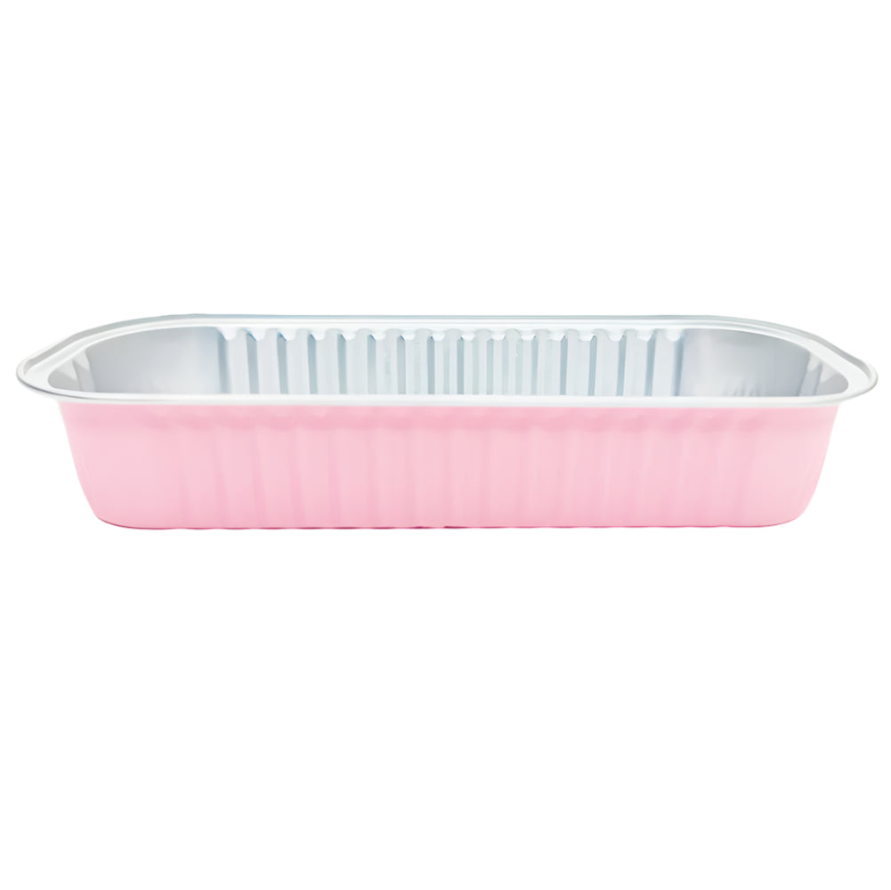 Pink Rectangular Foil Containers on a white background