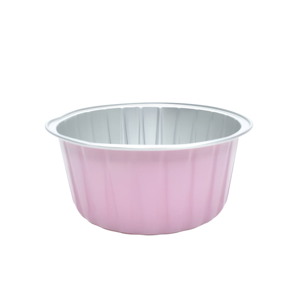Pink Round Foil Containers on a white background.