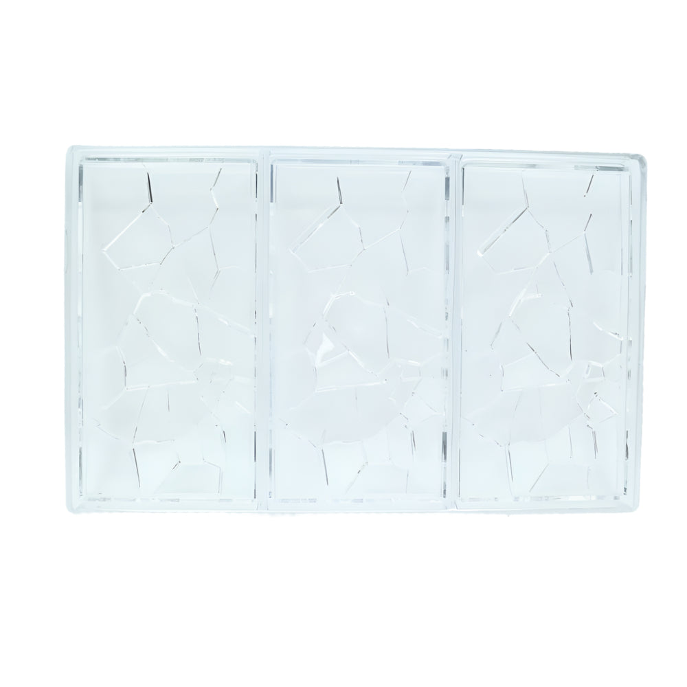 Polycarbonate Chocolate Bar Mold displayed on a clear white background for precise viewing of its shape and features.