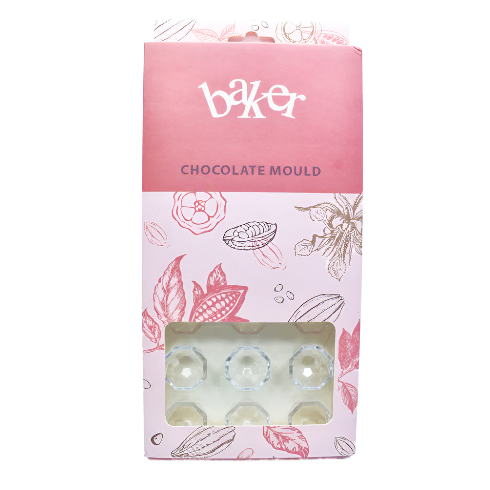 Polycarbonate Chocolate Bar Mold in its packaging displayed on a white background for a clear view.