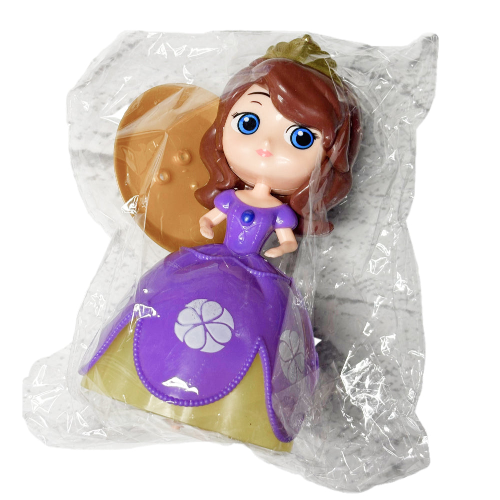 Purple Gown Doll Cake Toy Topper in packaging on white background
