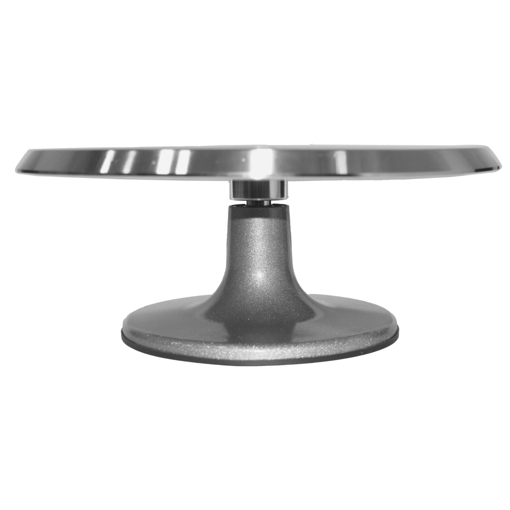 Rotating Steel Turntable – Smooth Cake Decorating Platform on a white background, showcasing its sturdy steel base and sleek design.