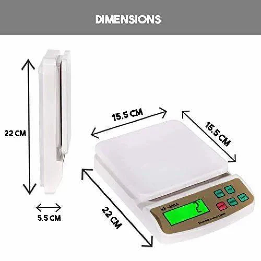 SF400a Weighing Scale shown with measurements on a white background for precise size and detail visualization.