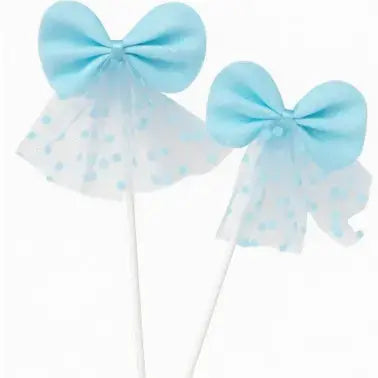2 Piece Light Blue Ribbon Cake Topper  TPR092