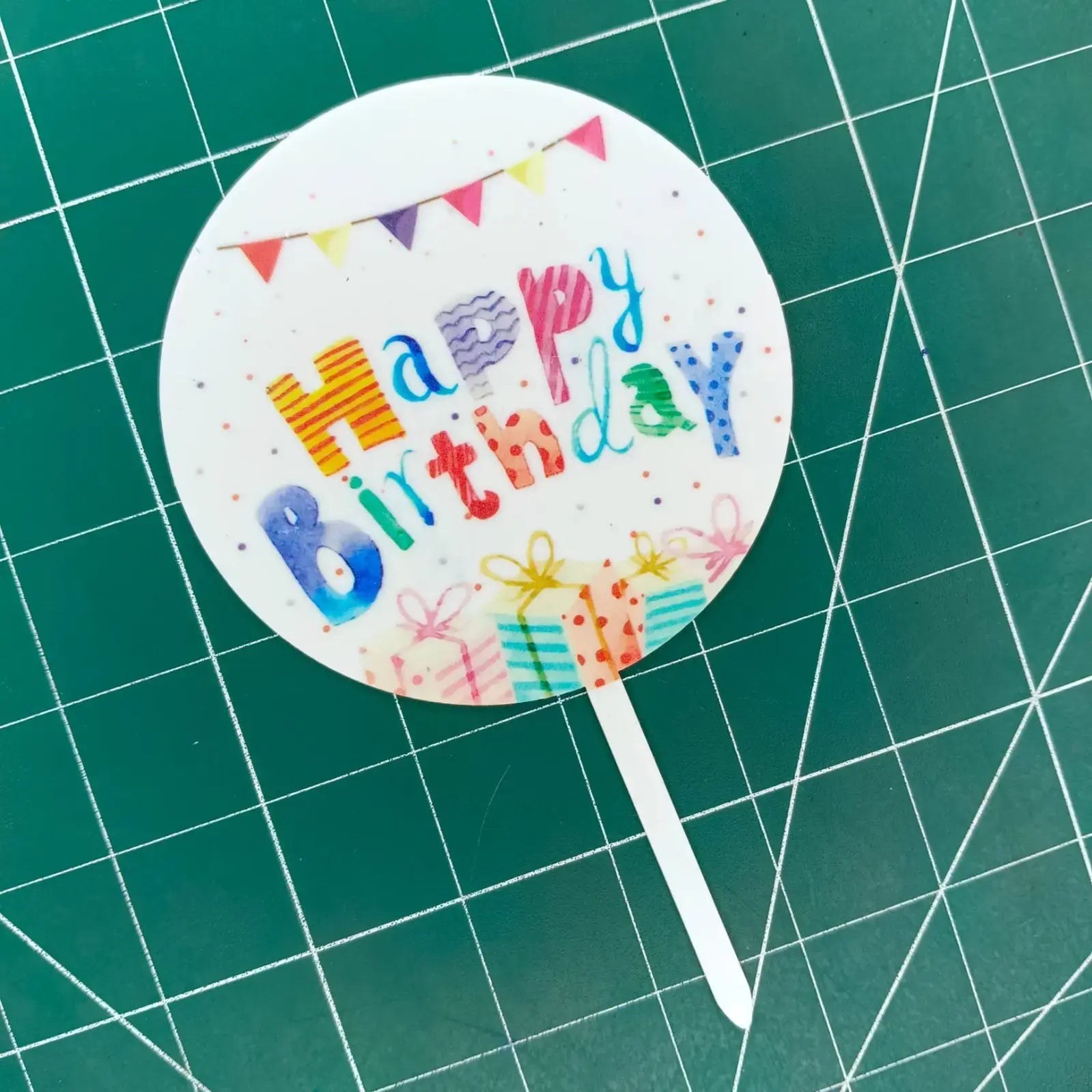 Round Acrylic Happy Birthday  TPR221