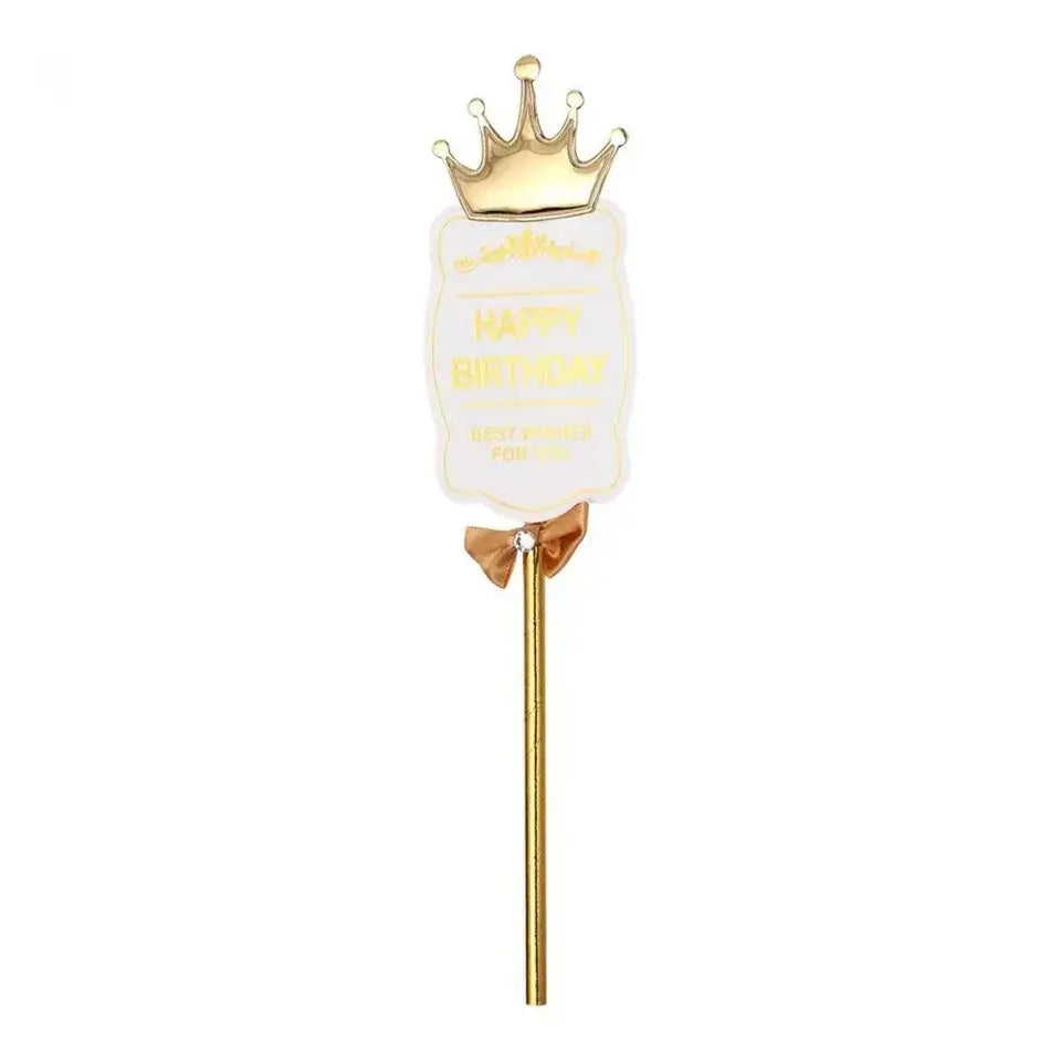 Crown black Happy Birthday Cake Toppers (moq - 10 Pieces) TPR201