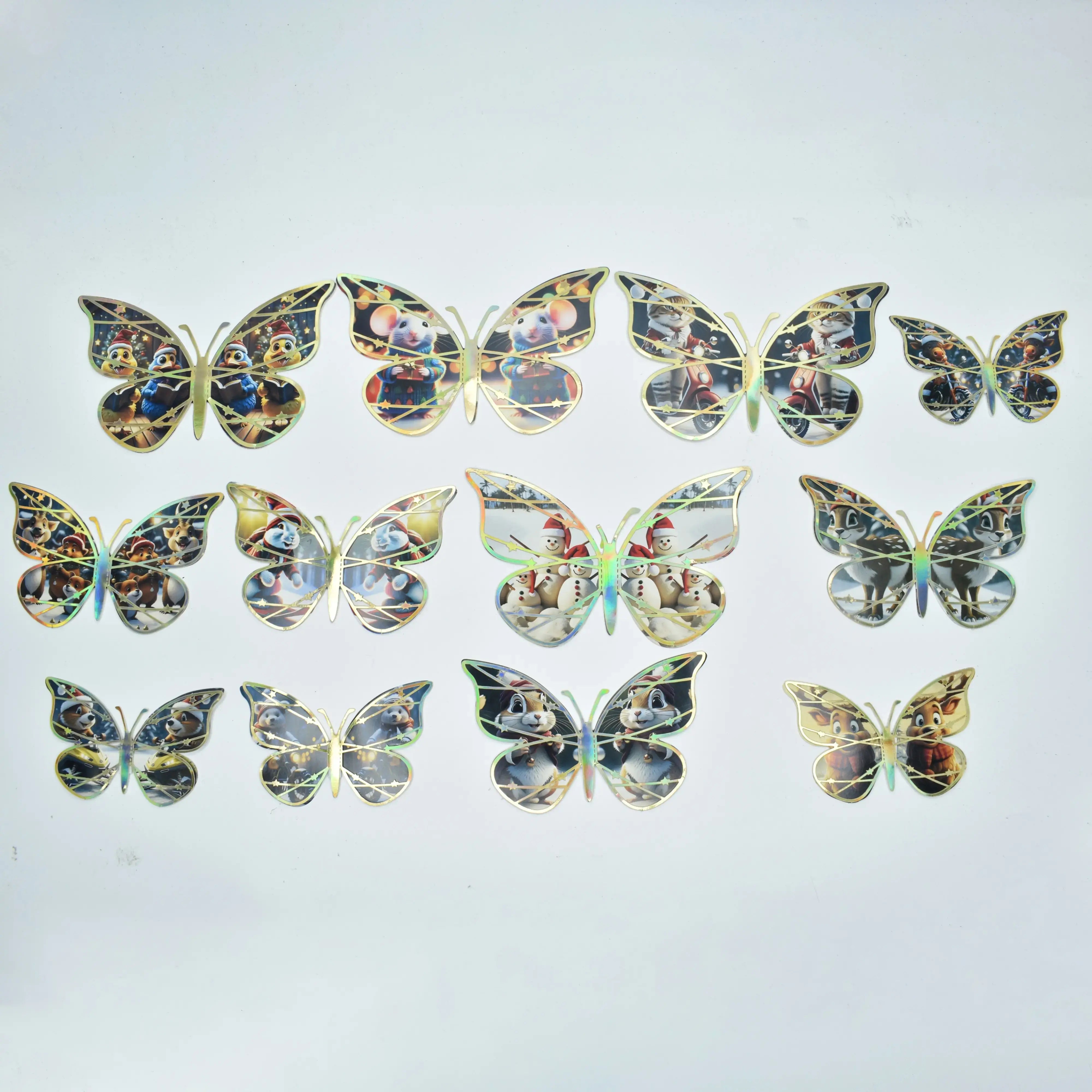 Christmas Themed Animal Print Butterfly Cake Topper Design 3  TPR158