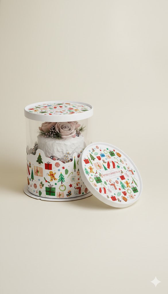 Festive Clear View Christmas Cake Box Round - Perfect for Holiday Cakes & Treats  (CB040)
