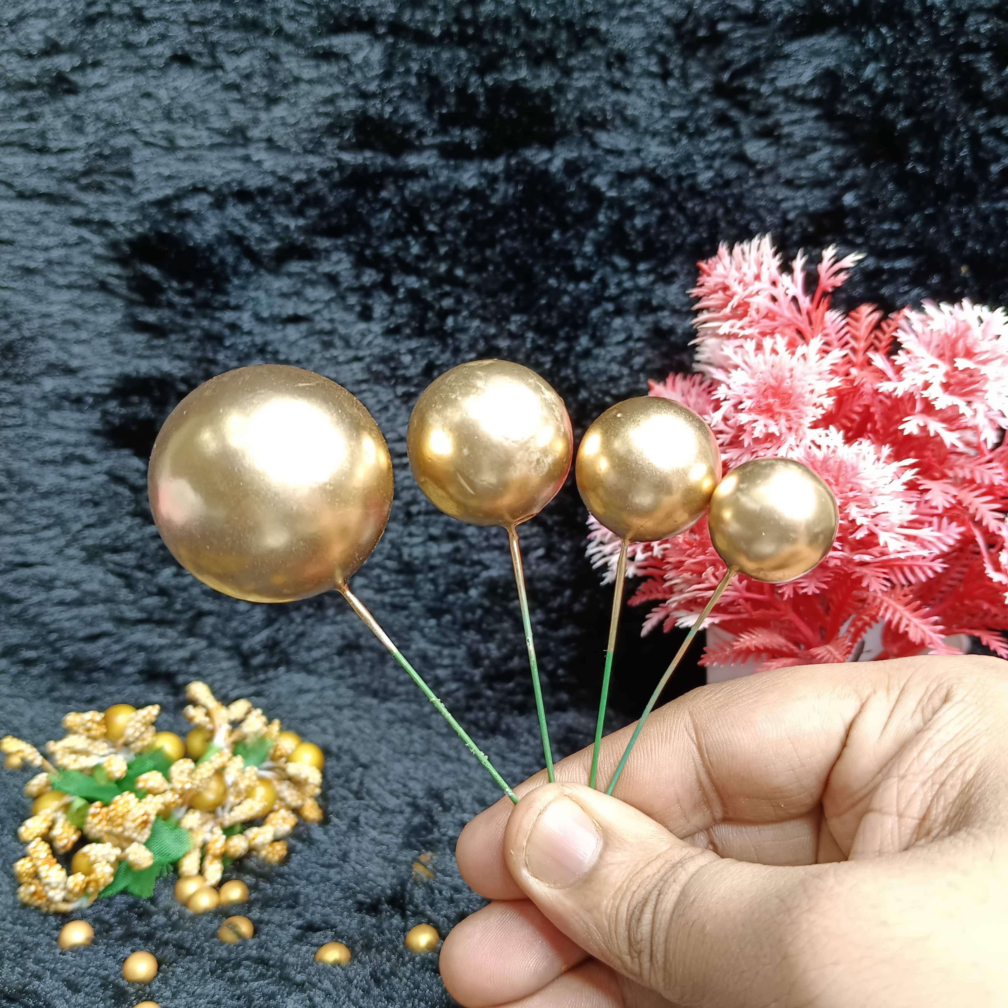 Shining Red Faux Ball Toppers for Cake Decoration  TPR071
