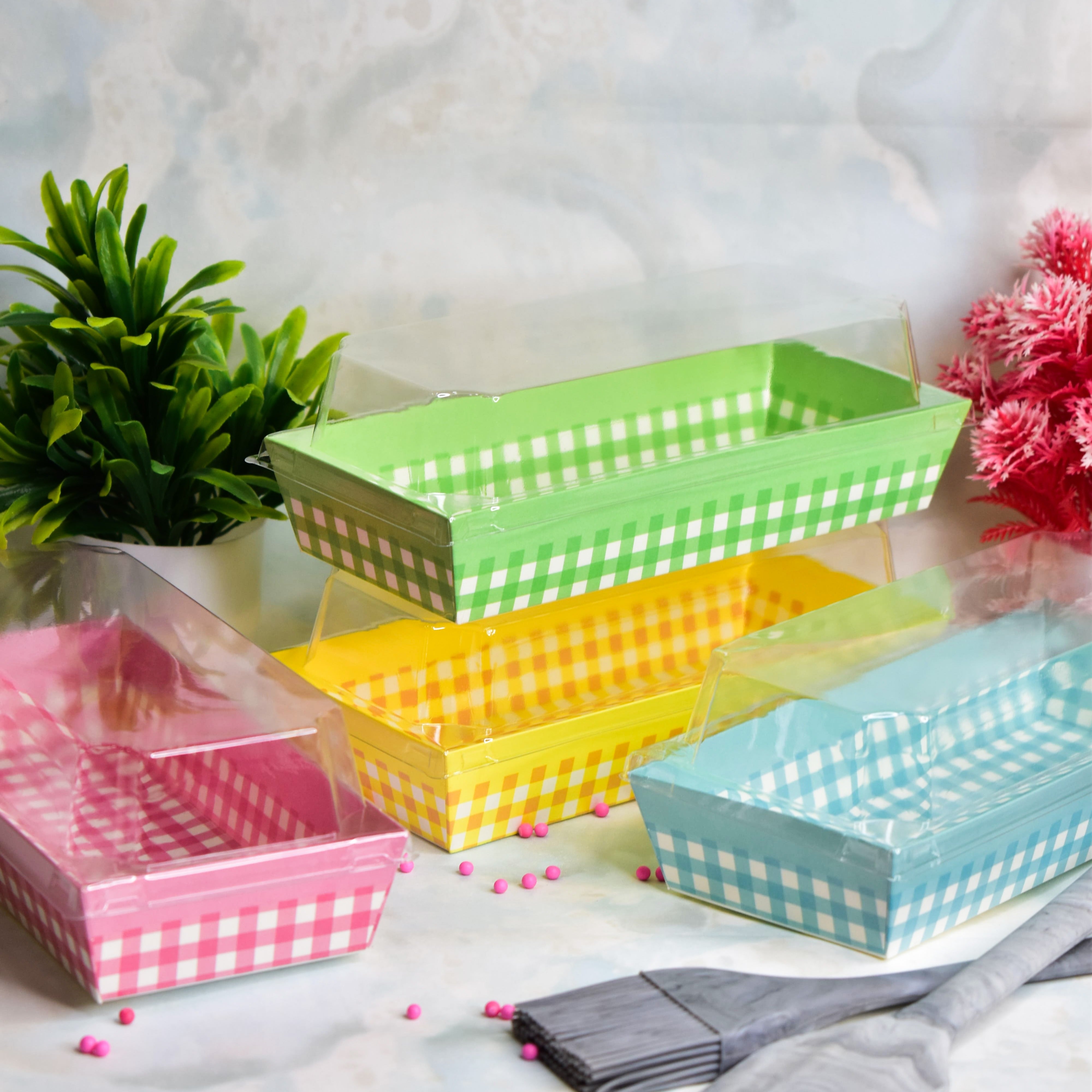 Christmas Rectangular Loaf mold Liner With Lid | Pack Of 10pcs CL023