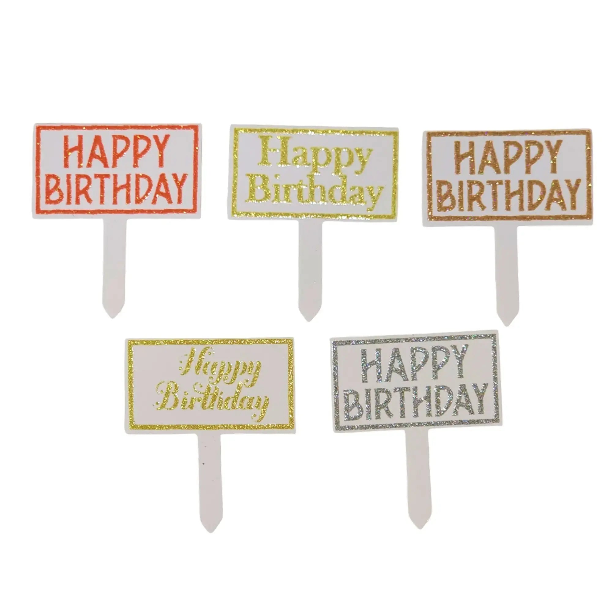 Happy Birthday Paper Glitter Cake Tags – 100-piece packet TPR142C