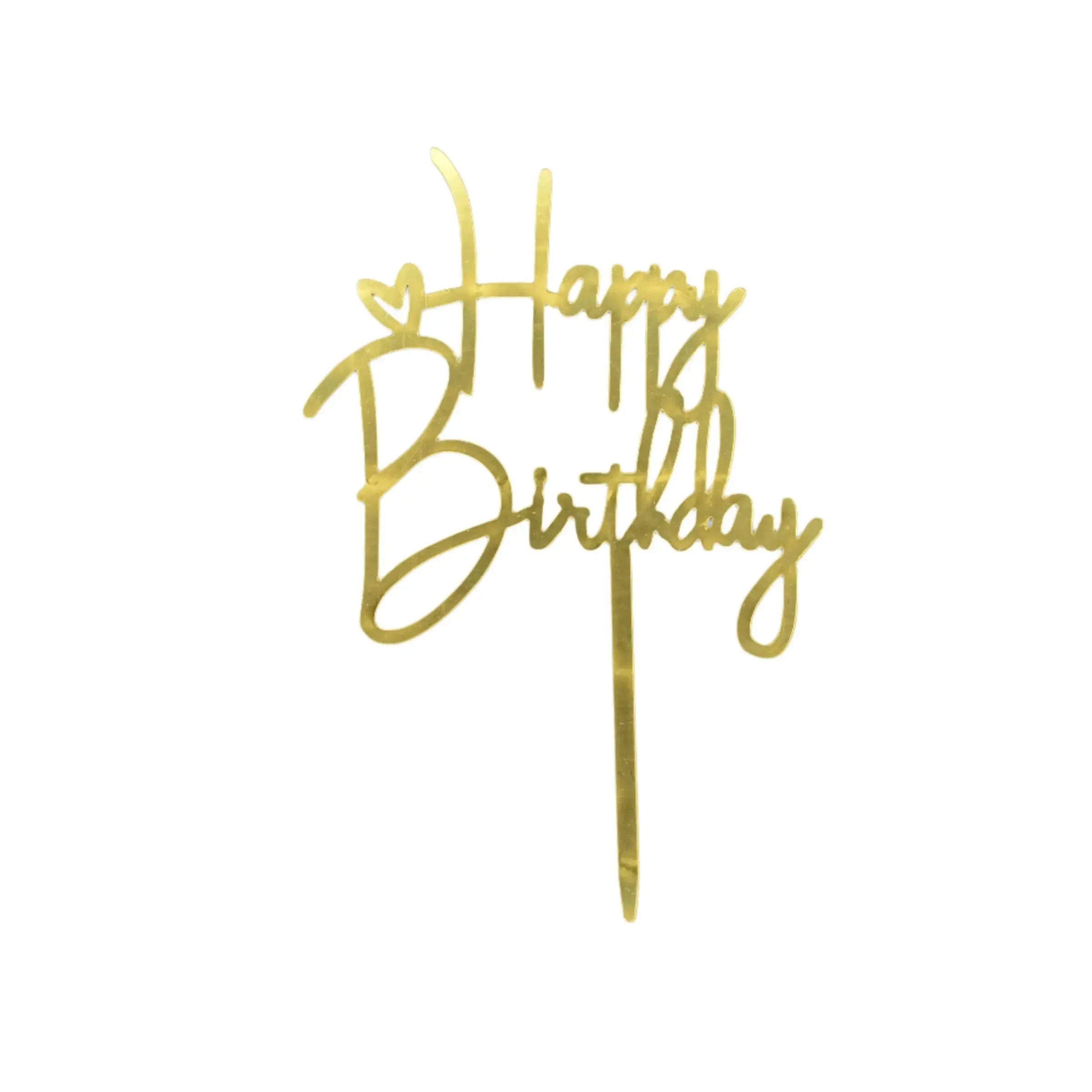 Golden Acrylic Happy Birthday Cake Topper (Design 17) TPR118