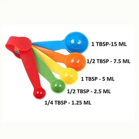 Plastic Measuring Spoons Set – 5 Colorful Pieces | BT197