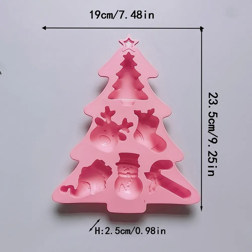 6 in 1 Christmas Tree Silicone Fondant Mold CM198