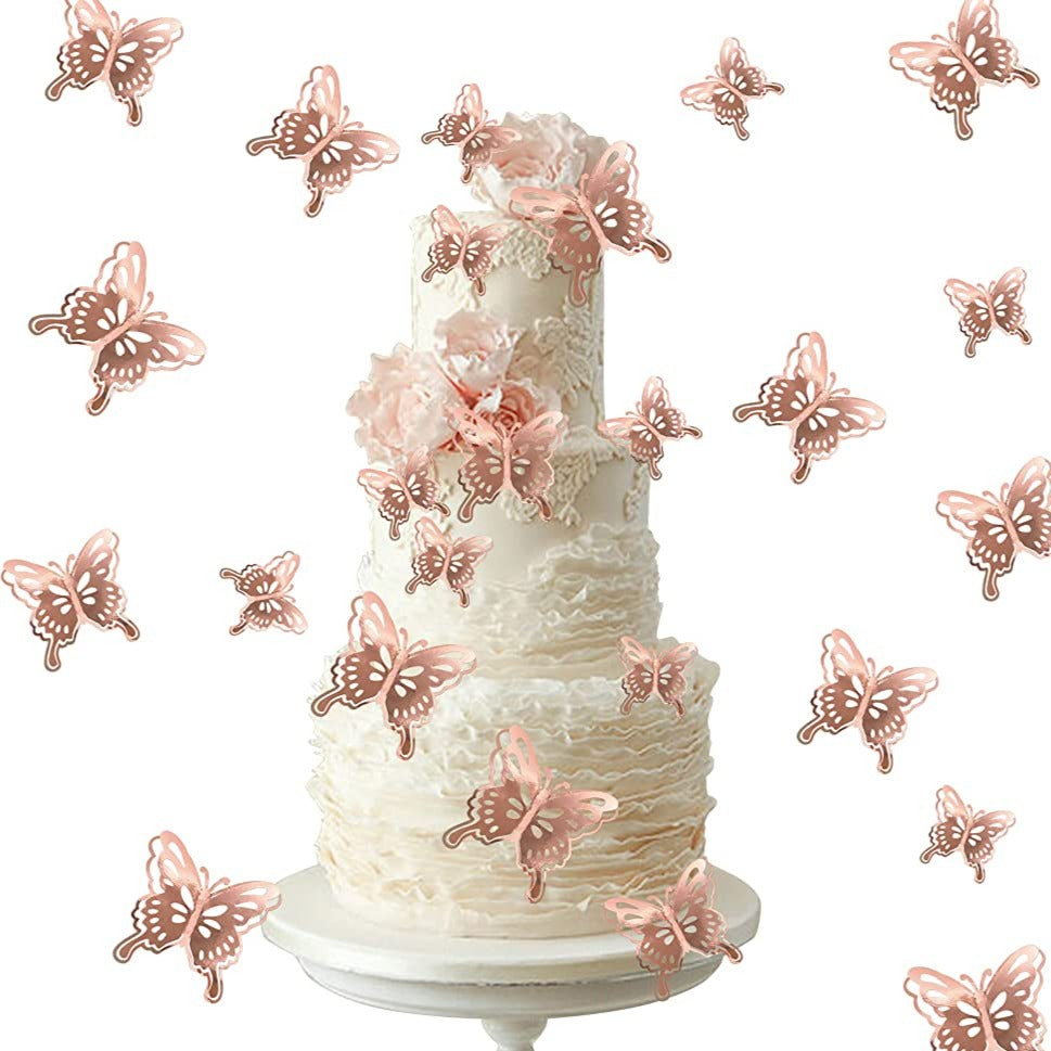 6cm 3D Rose Gold Butterfly TPR096