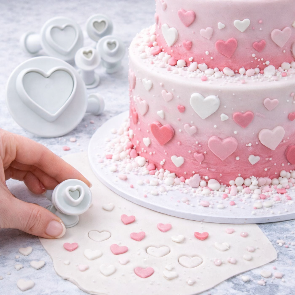 4 in 1 Heart Plunger Fondant & Cookie Cutter – Perfect for Baking Creativity CT060