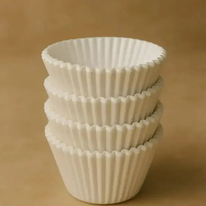 CL026 Multiple Sizes  – White Cupcake Liners | Plain Baking Cups (1 Packet = 100 Pieces)