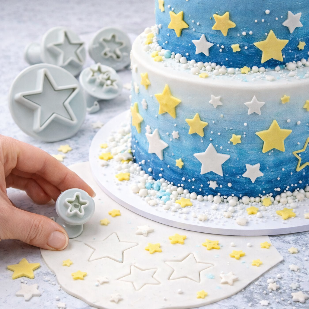 4 in 1 Star Shape Fondant Plunger Cutter Set – Cake & Cookie Decorating Tool | CT175