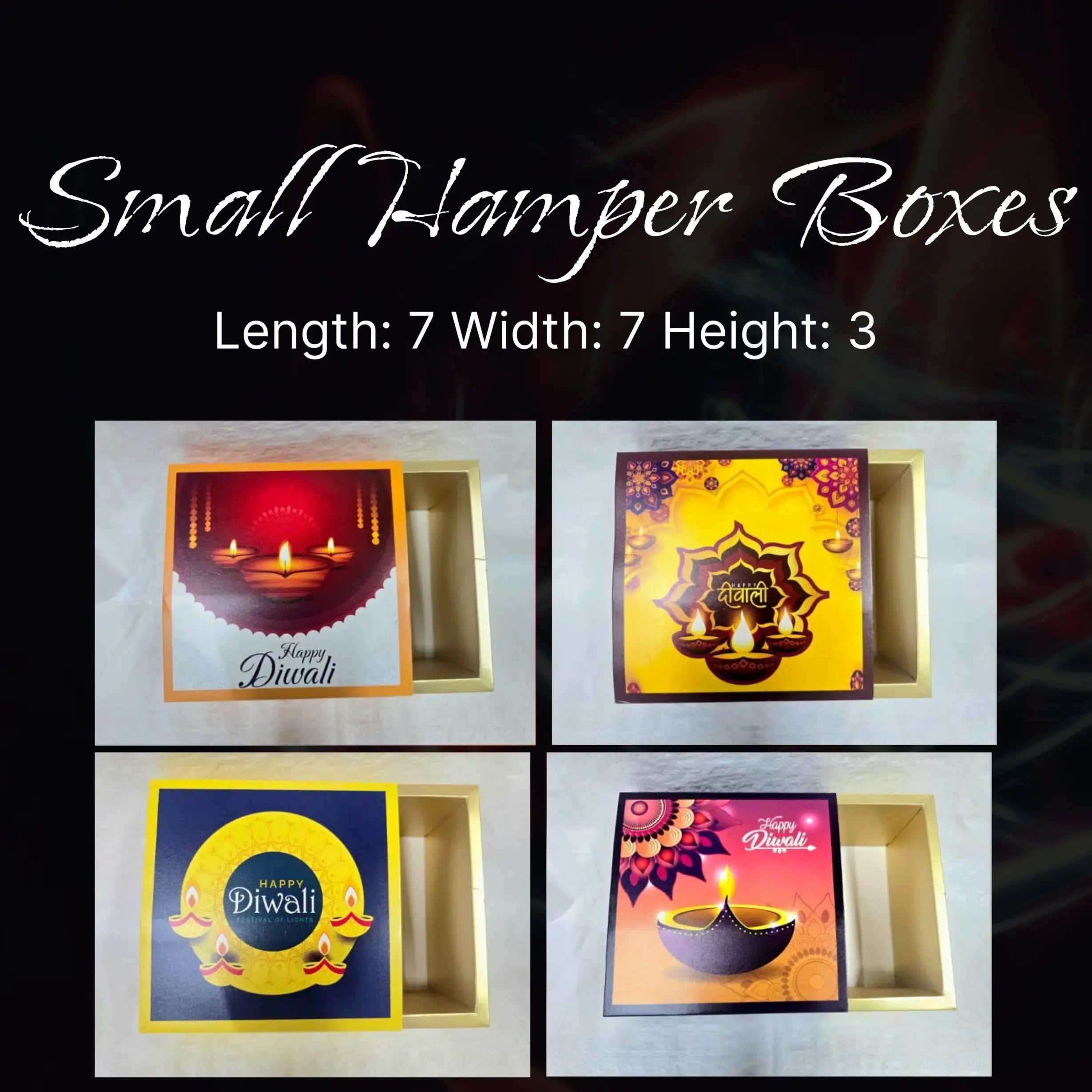 Small Diwali Hamper Boxes – 7 x 7 x 3 Inches | Pack of 10 | CB034