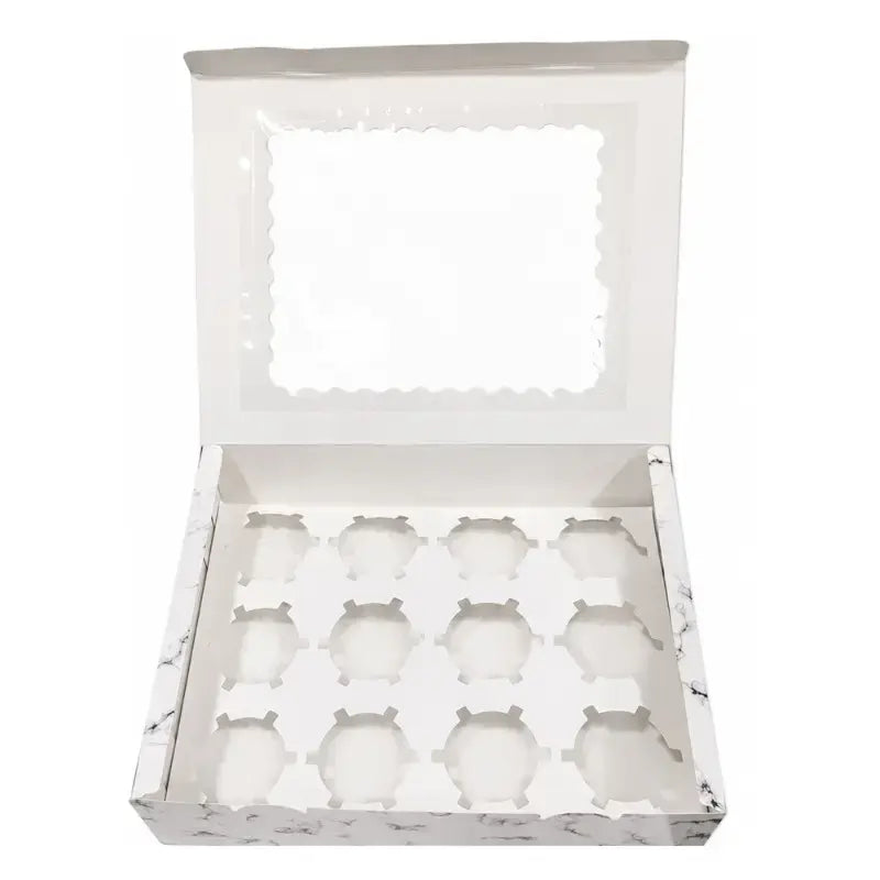 CB048 Dessert Packaging Box with Window & Separate Cavity Insert | 6 Cavity / 12 Cavity Pack of 1