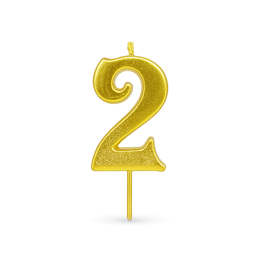 Golden Number Birthday Cake Candles – Elegant Metallic Party Cake Topper | CD003