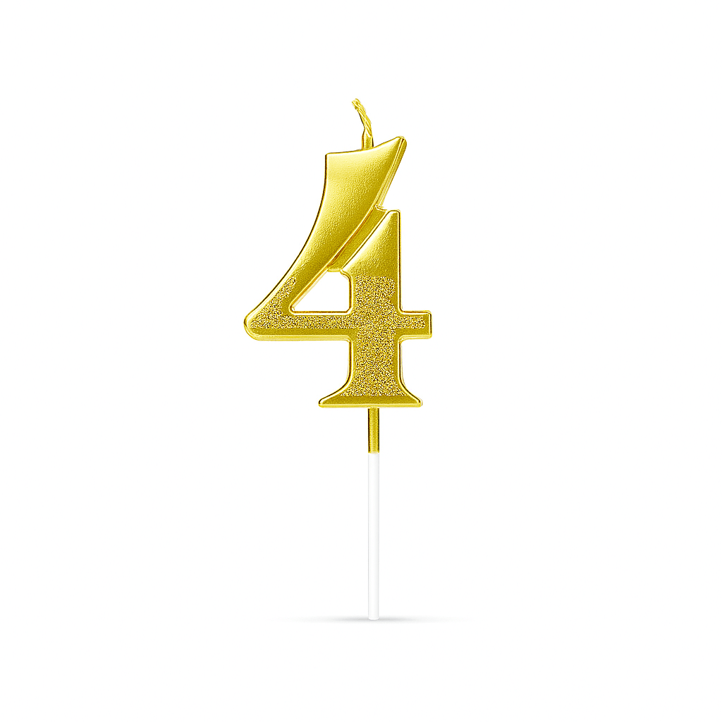 Golden Number Birthday Cake Candles – Elegant Metallic Party Cake Topper | CD003