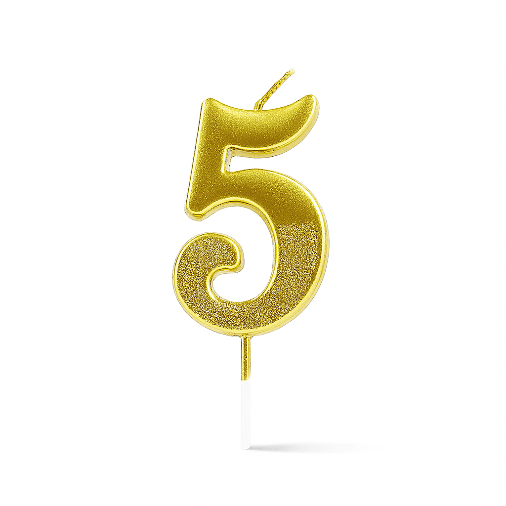 Golden Number Birthday Cake Candles – Elegant Metallic Party Cake Topper | CD003