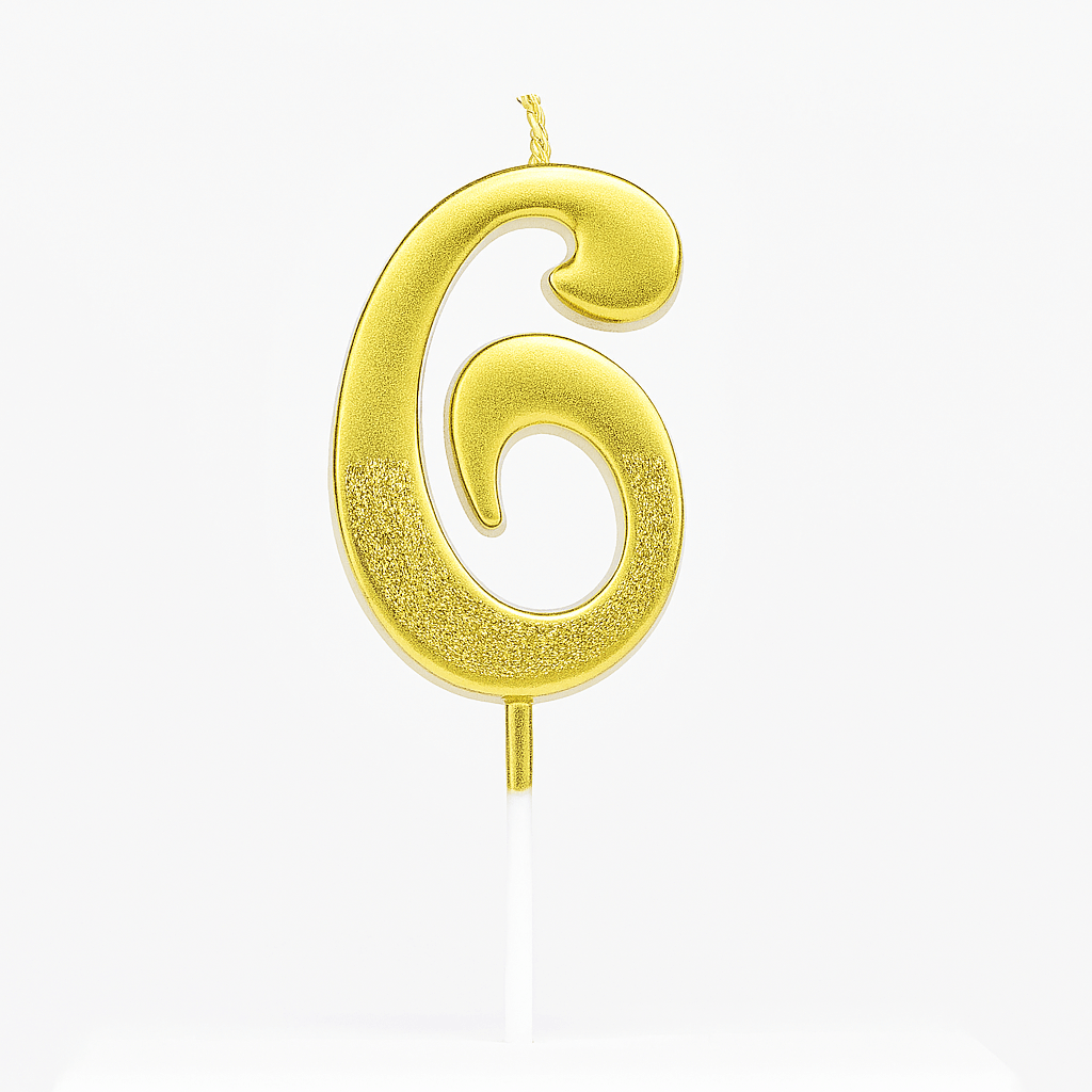 Golden Number Birthday Cake Candles – Elegant Metallic Party Cake Topper | CD003
