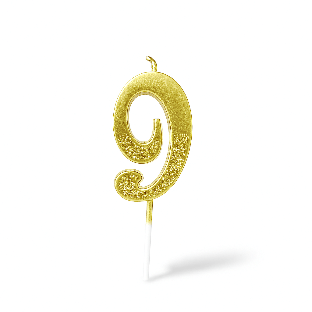 Golden Number Birthday Cake Candles – Elegant Metallic Party Cake Topper | CD003