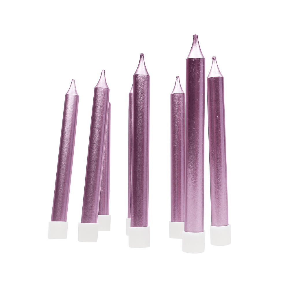 8-in-1 Purple Metallic Birthday Cake Candles – Elegant Party Cake Topper Set | CD009