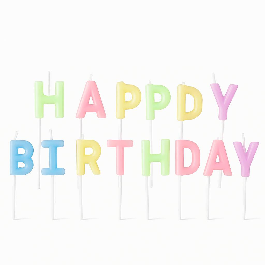 Colorful Alphabet Birthday Cake Candles – Fun Party Cake Topper Set | CD010