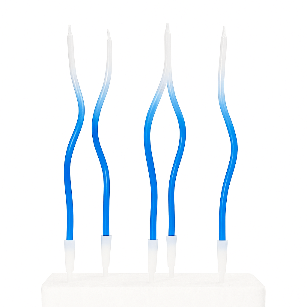 White & Blue Twisted Birthday Cake Candles – Fun Party Cake Topper | CD014