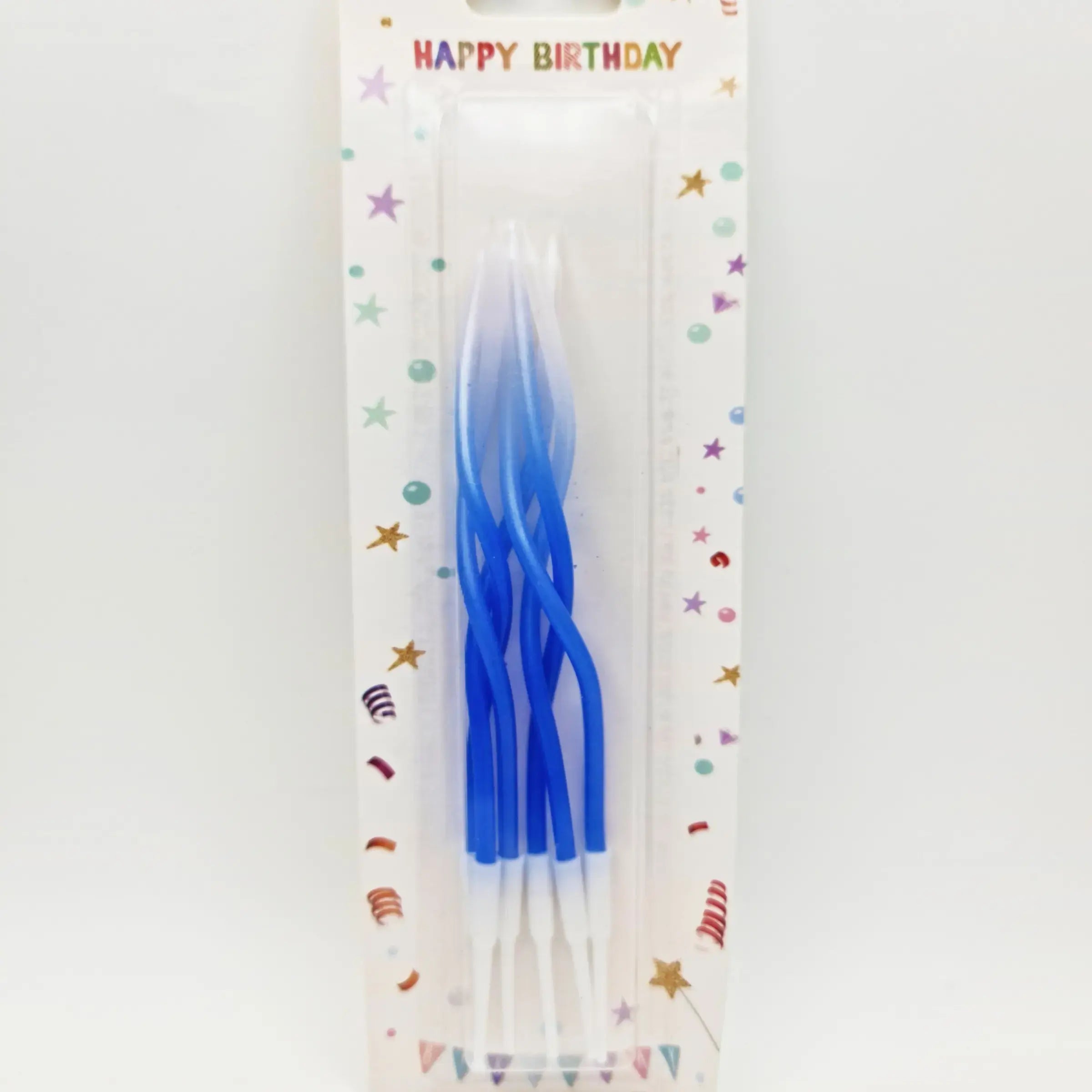 White & Blue Twisted Birthday Cake Candles – Fun Party Cake Topper | CD014