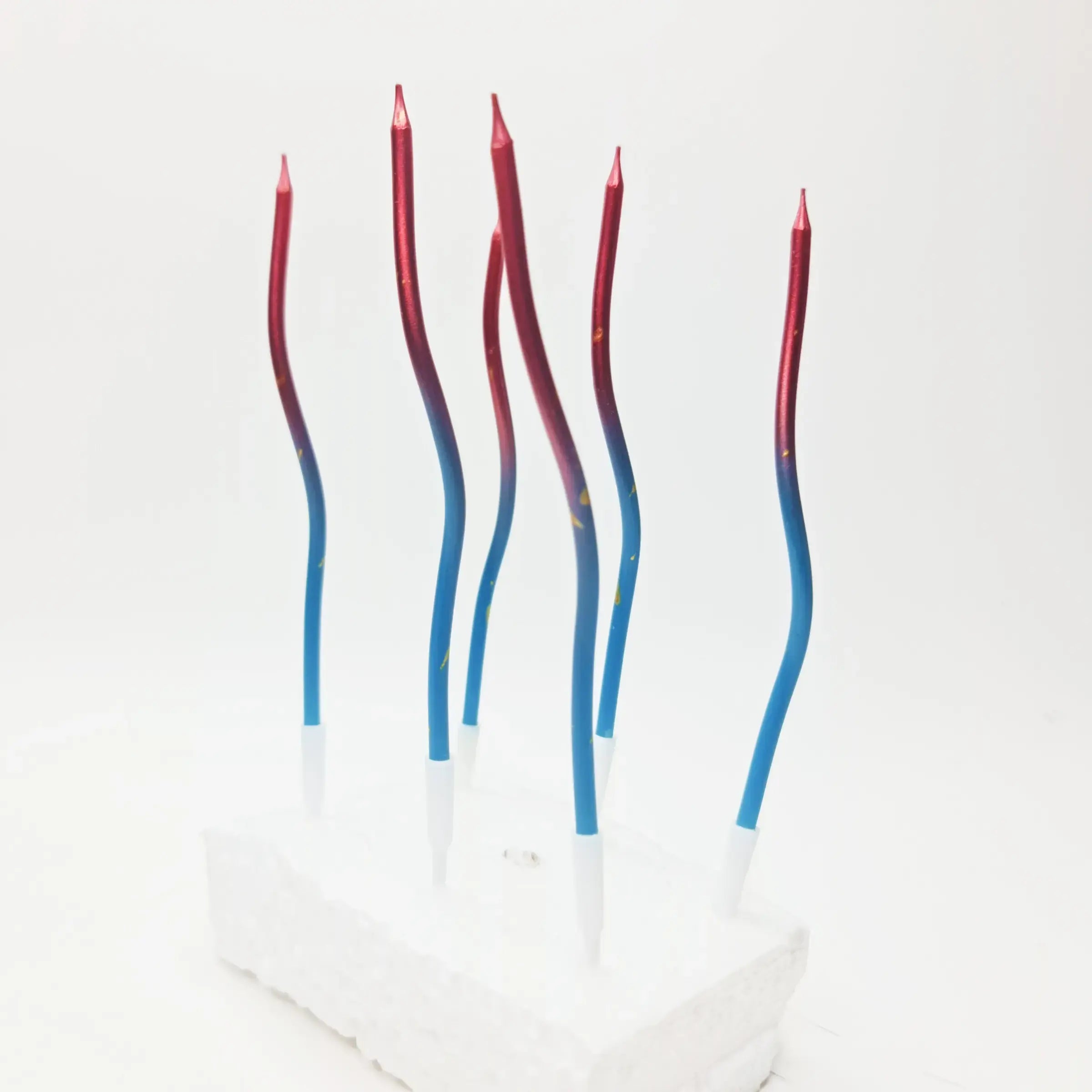 Blue & Red Birthday Cake Candles with Golden Sprinkles – Party Cake Topper | CD016