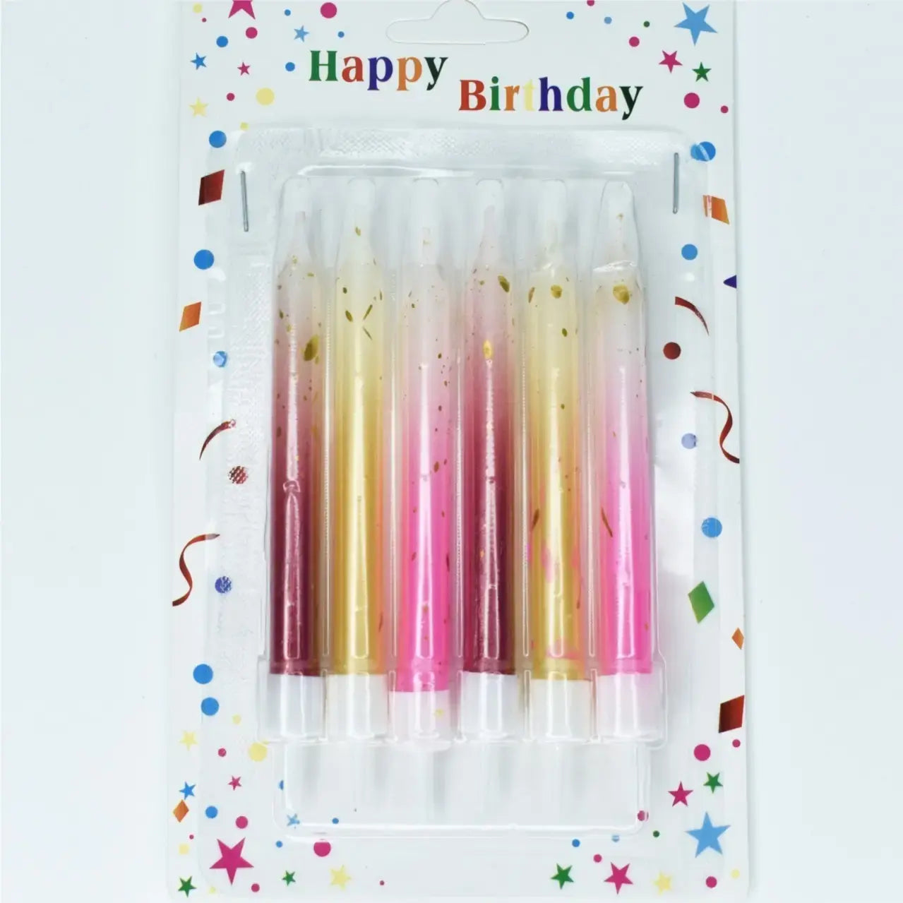 Ombre Gold Foil Birthday Cake Candles – 6-Piece Elegant Party Set | CD020