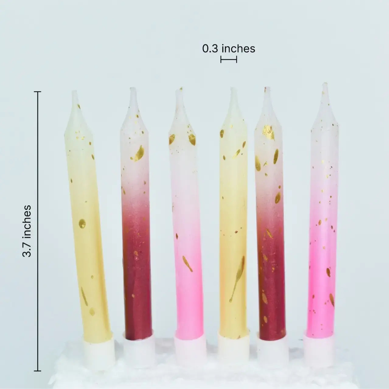 Ombre Gold Foil Birthday Cake Candles – 6-Piece Elegant Party Set | CD020