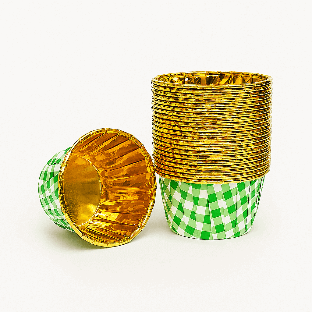 Golden Foil Bakeable Muffin Cups – 10-Piece Pack of Paper Baking Cups | CL030