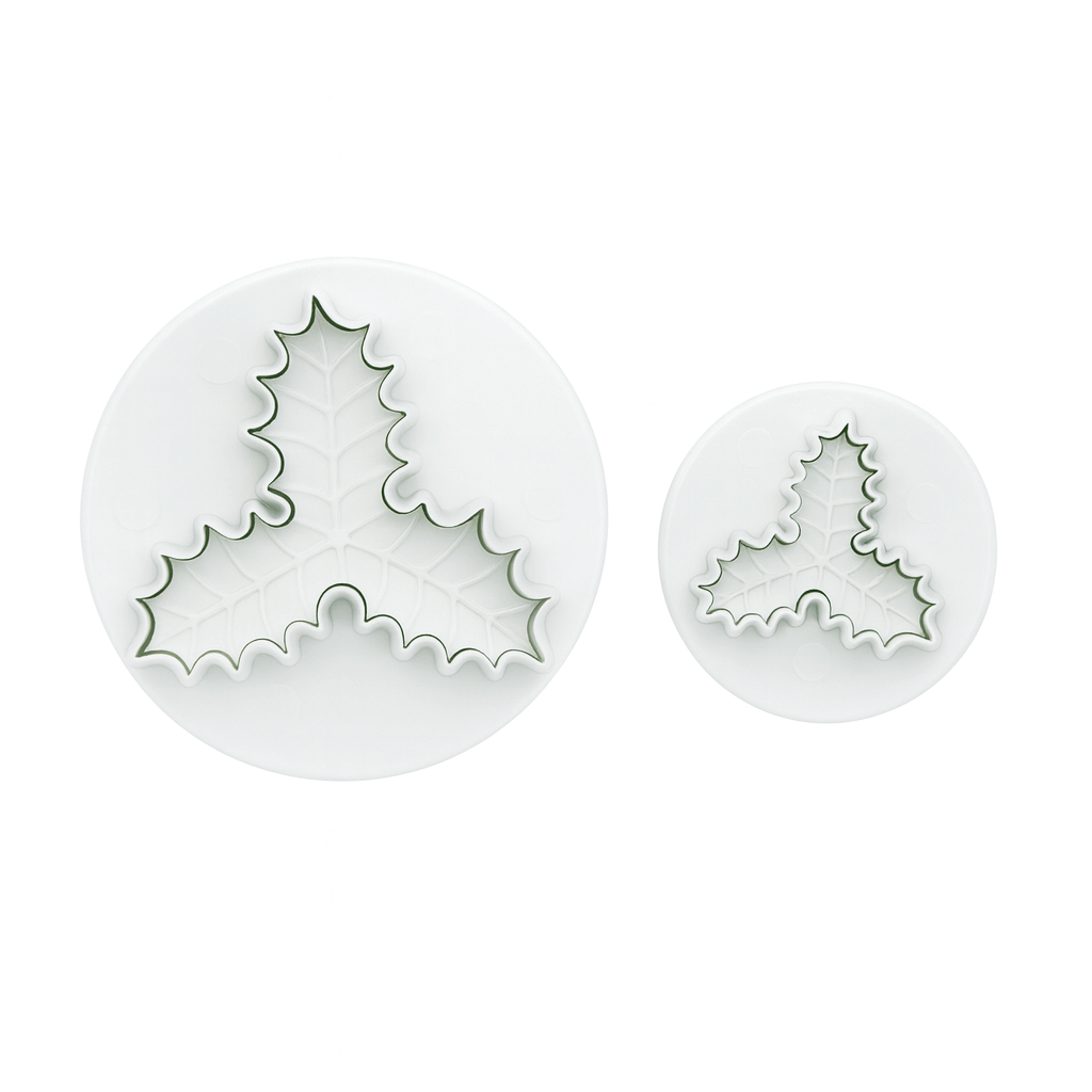 2-in-1 Holly Leaf Plunger Fondant & Cookie Cutter – Christmas Cake Decorating Tool | CT094